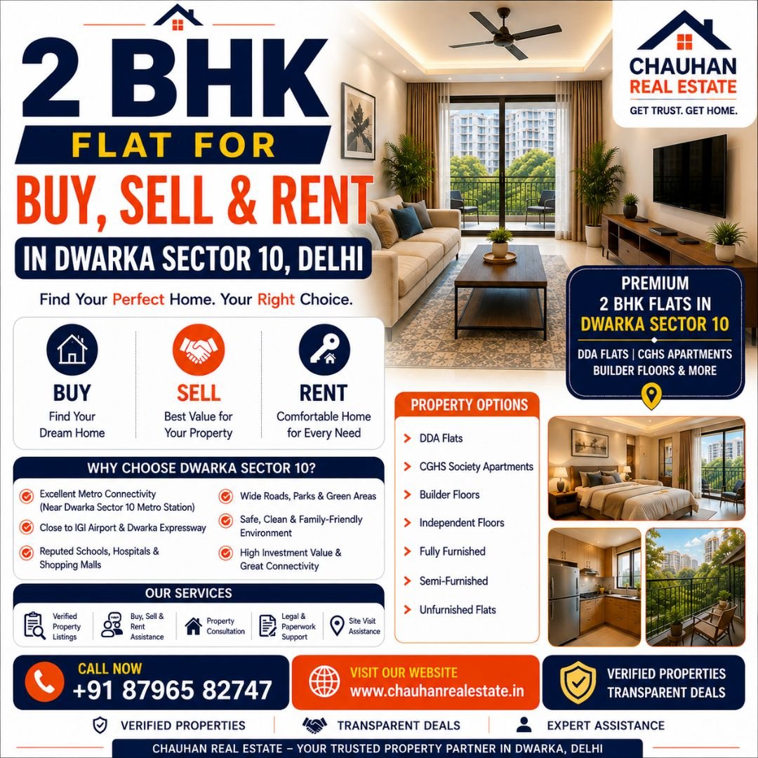 2 BHK Flat for Buy, Sell & Rent in Dwarka Sector 10 Delhi