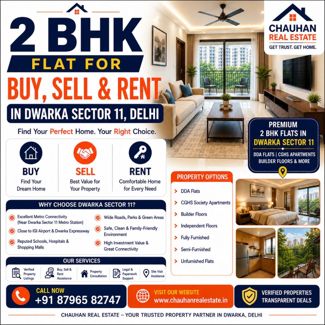 2 BHK Flat for Buy, Sell & Rent in Dwarka Sector 11 Delhi
