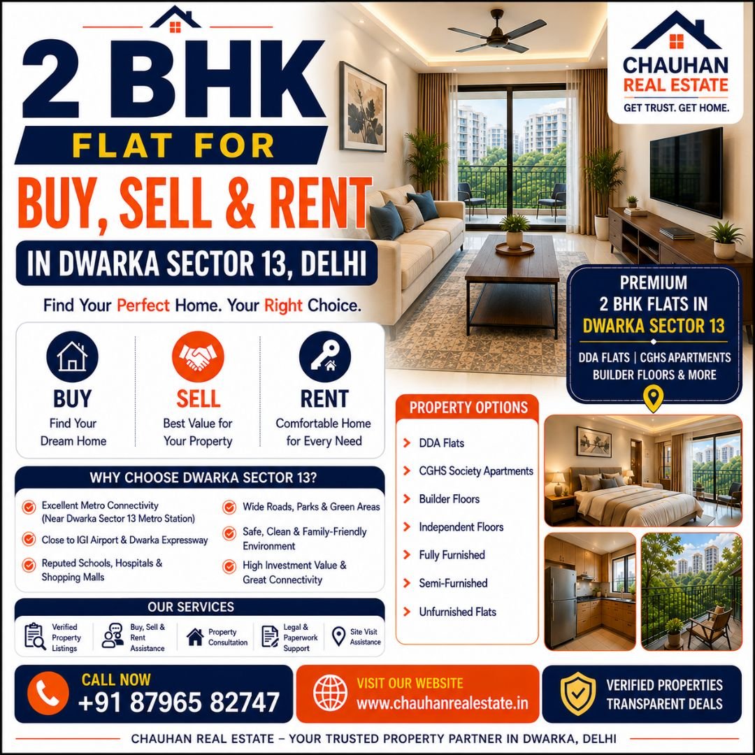 2 BHK Flat for Buy, Sell & Rent in Dwarka Sector 13 Delhi