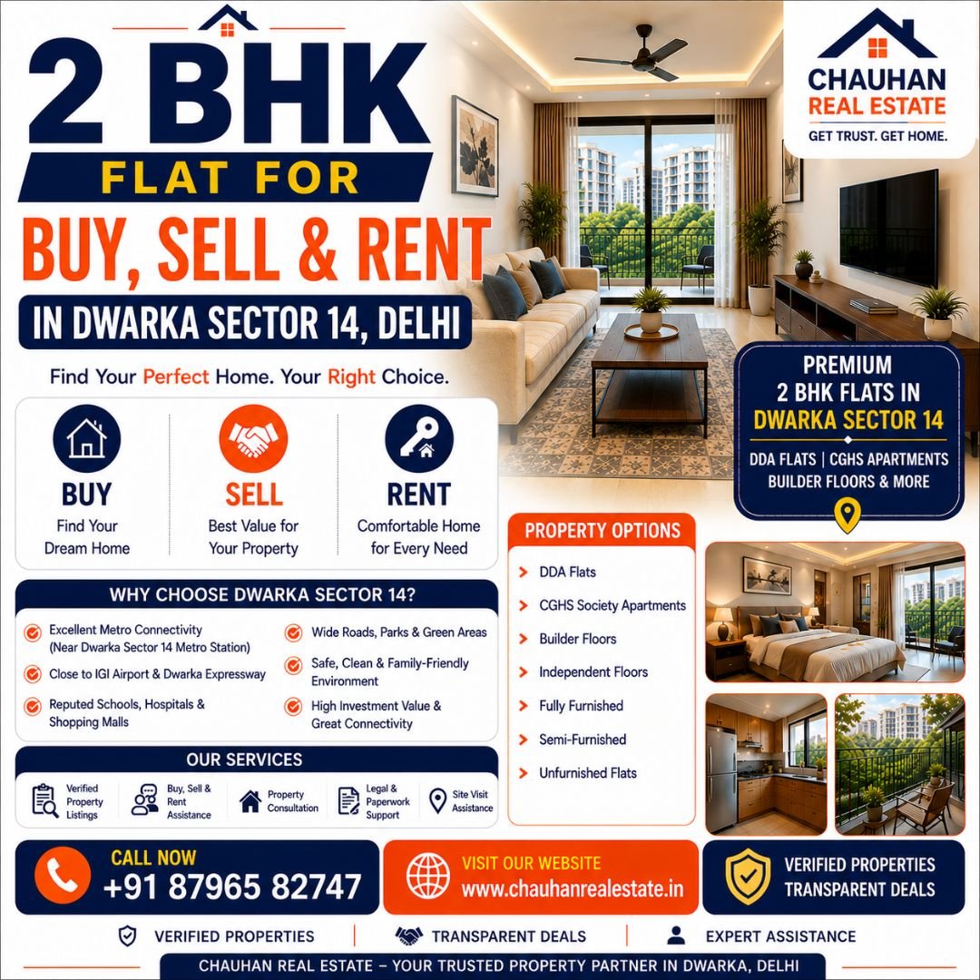 2 BHK Flat for Buy, Sell & Rent in Dwarka Sector 14 Delhi