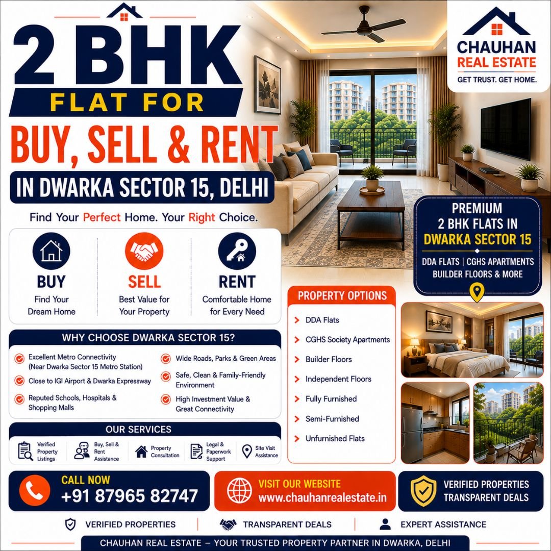 2 BHK Flat for Buy Sell & Rent in Dwarka Sector 15 Delhi
