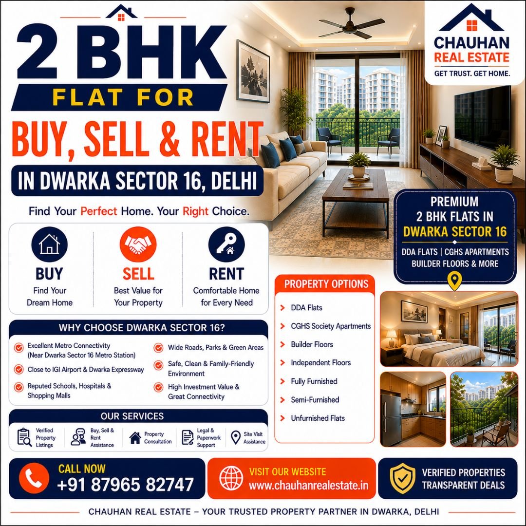 2 BHK Flat for Buy, Sell & Rent in Dwarka Sector 16 Delhi