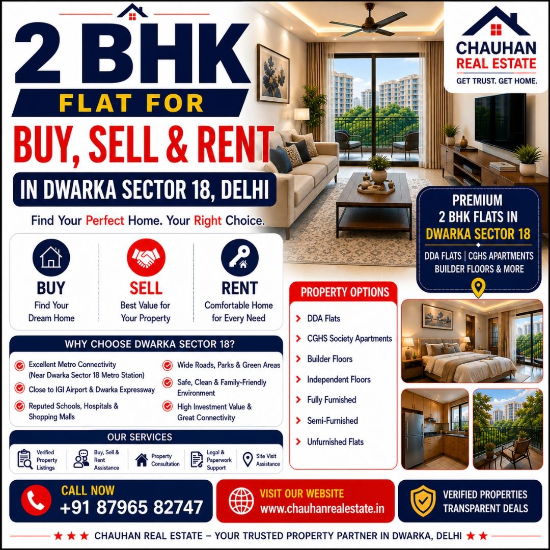 2 BHK Flat for Buy, Sell & Rent in Dwarka Sector 18 Delhi