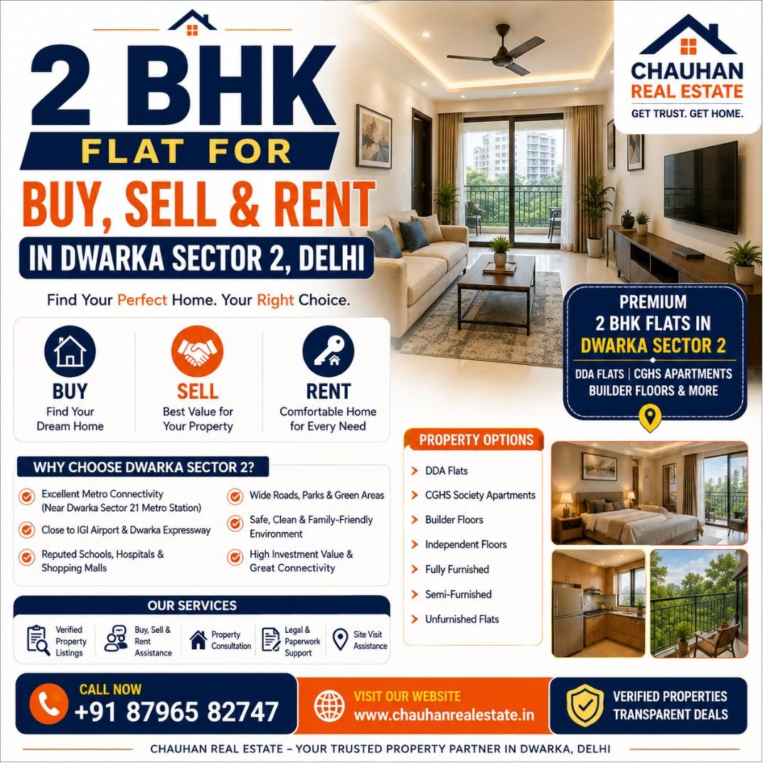 2 BHK Flat for Buy, Sell & Rent in Dwarka Sector 2 Delhi