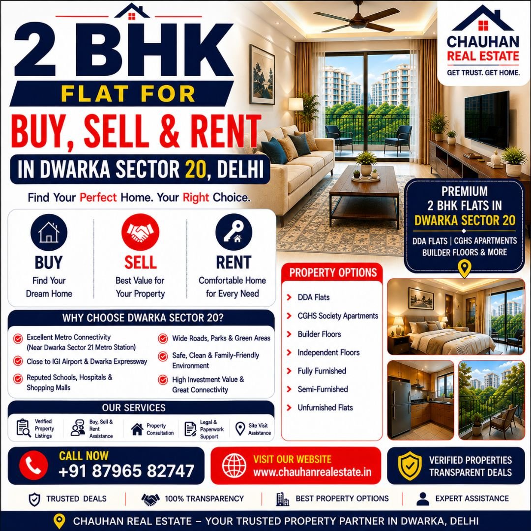 2 BHK Flat for Buy, Sell & Rent in Dwarka Sector 20 Delhi