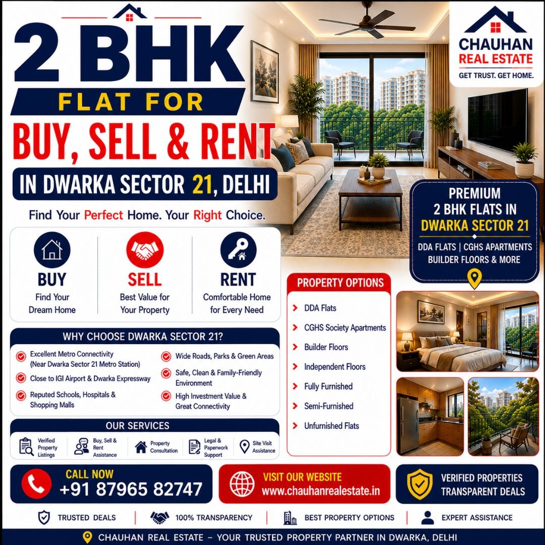 2 BHK Flat for Buy, Sell & Rent in Dwarka Sector 21 Delhi