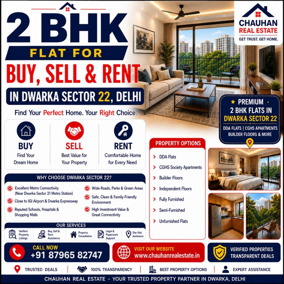 2 BHK Flat for Buy, Sell & Rent in Dwarka Sector 22 Delhi