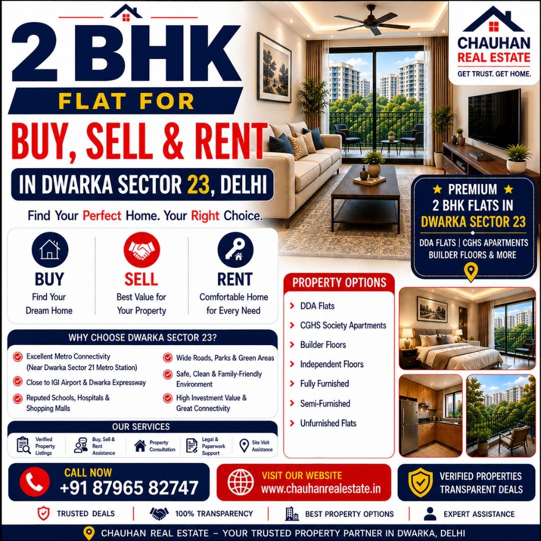 2 BHK Flat for Buy, Sell & Rent in Dwarka Sector 23 Delhi