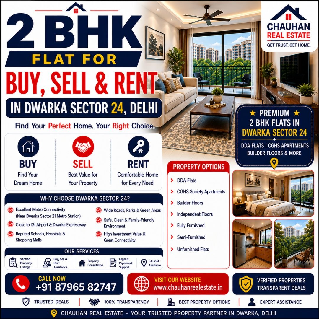 2 BHK Flat for Buy, Sell & Rent in Dwarka Sector 24 Delhi