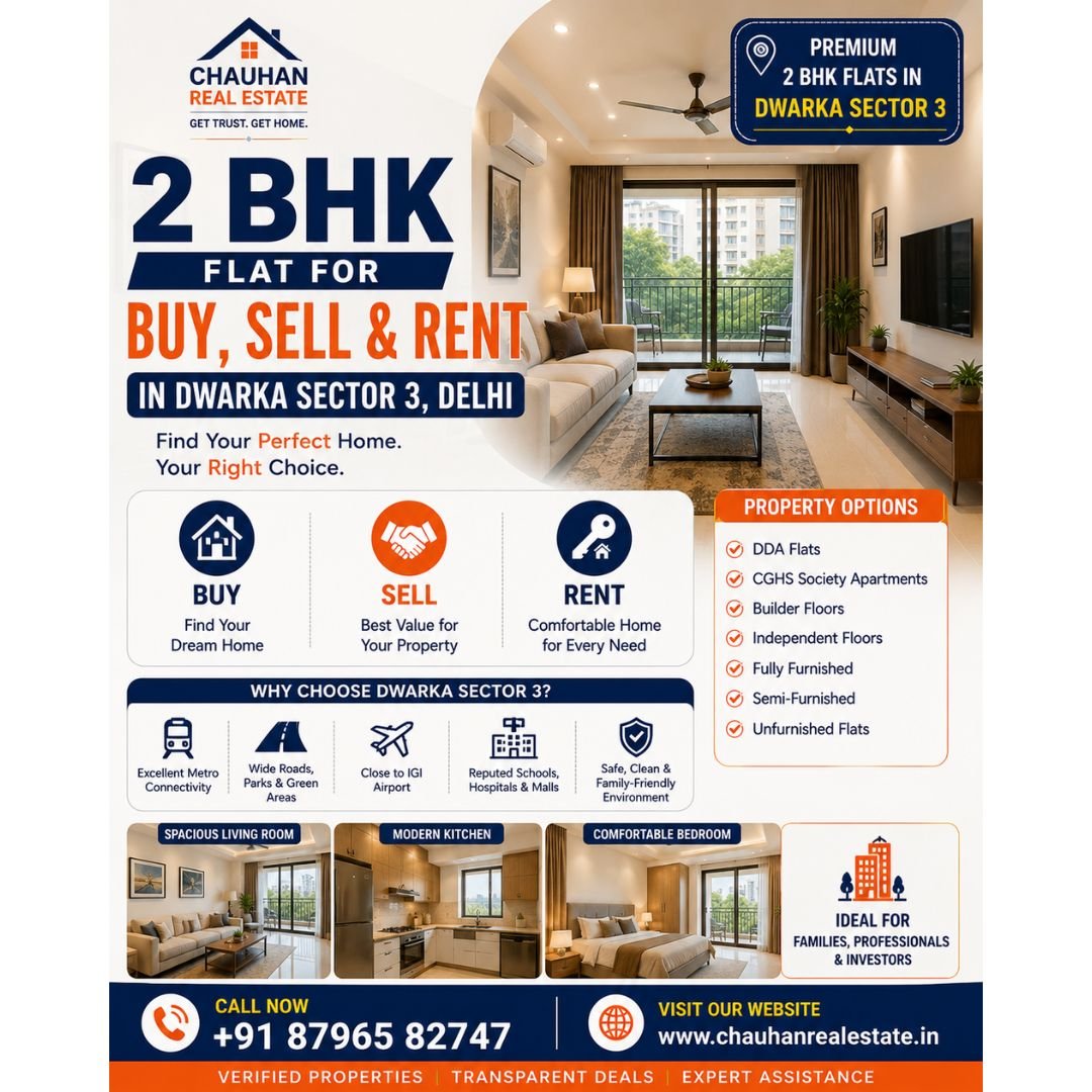 2 BHK Flat for Buy Sell & Rent in Dwarka Sector 3 Delhi