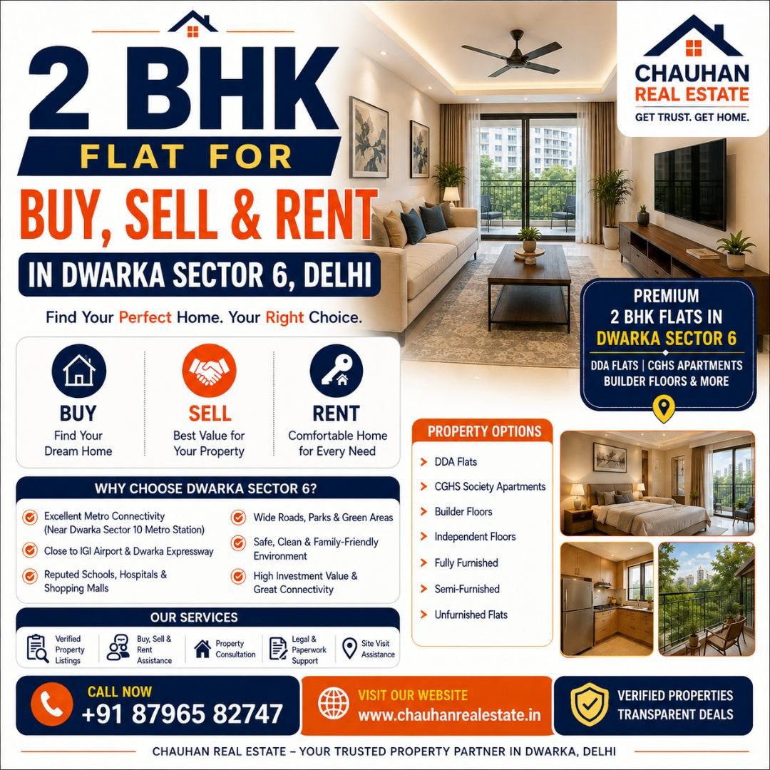 2 BHK Flat for Buy, Sell & Rent in Dwarka Sector 6 Delhi