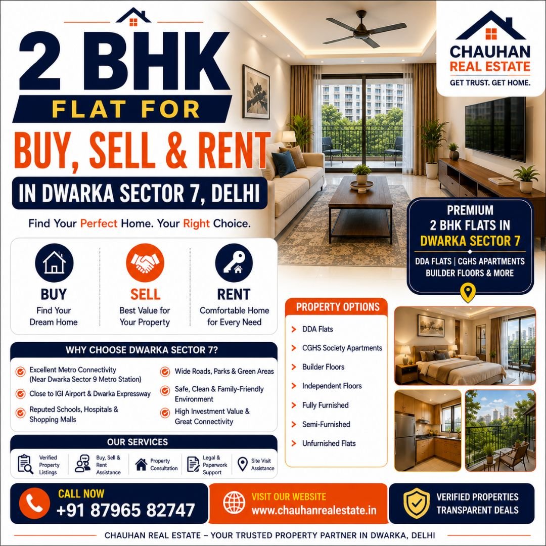 2 BHK Flat for Buy, Sell & Rent in Dwarka Sector 7 Delhi