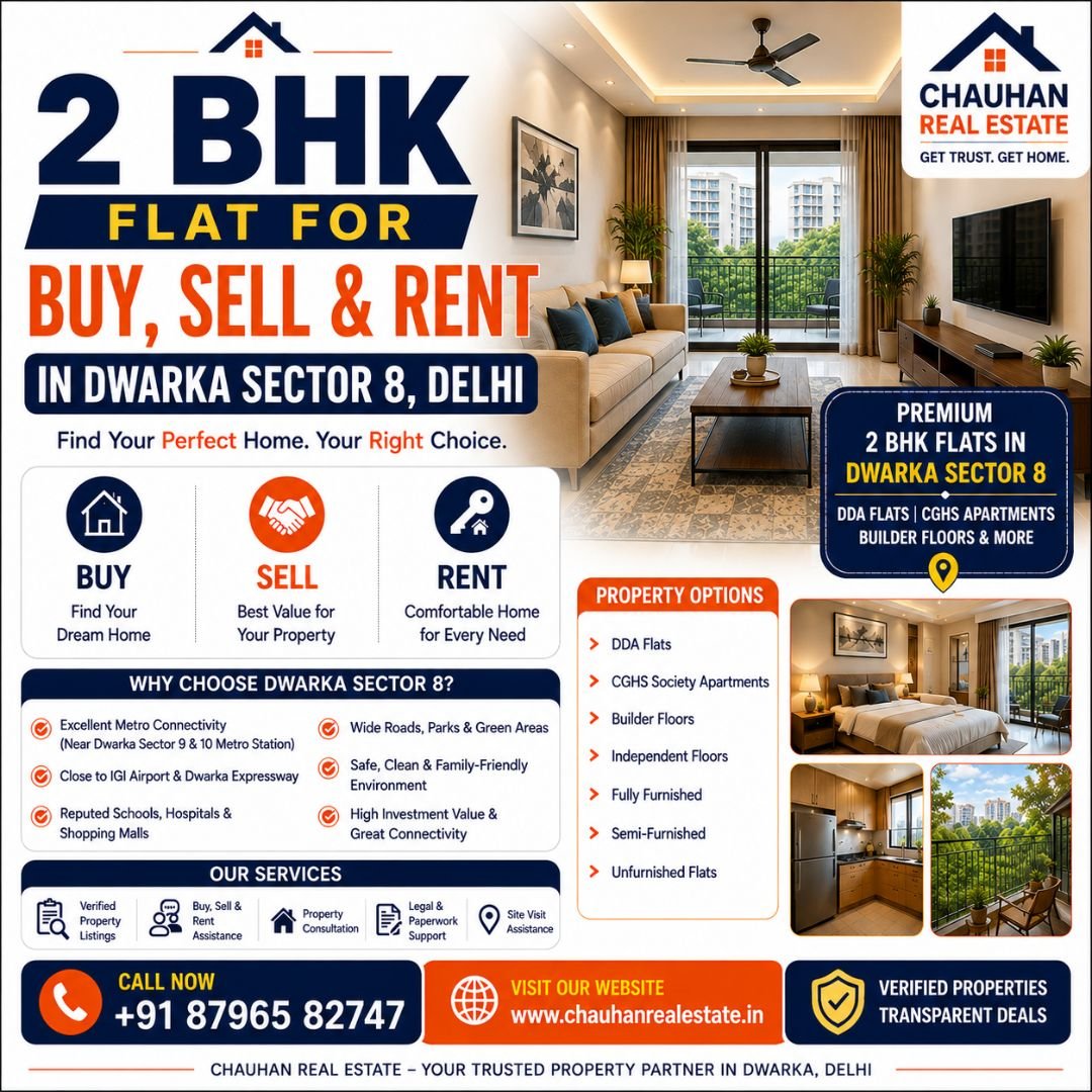 2 BHK Flat for Buy, Sell & Rent in Dwarka Sector 8 Delhi