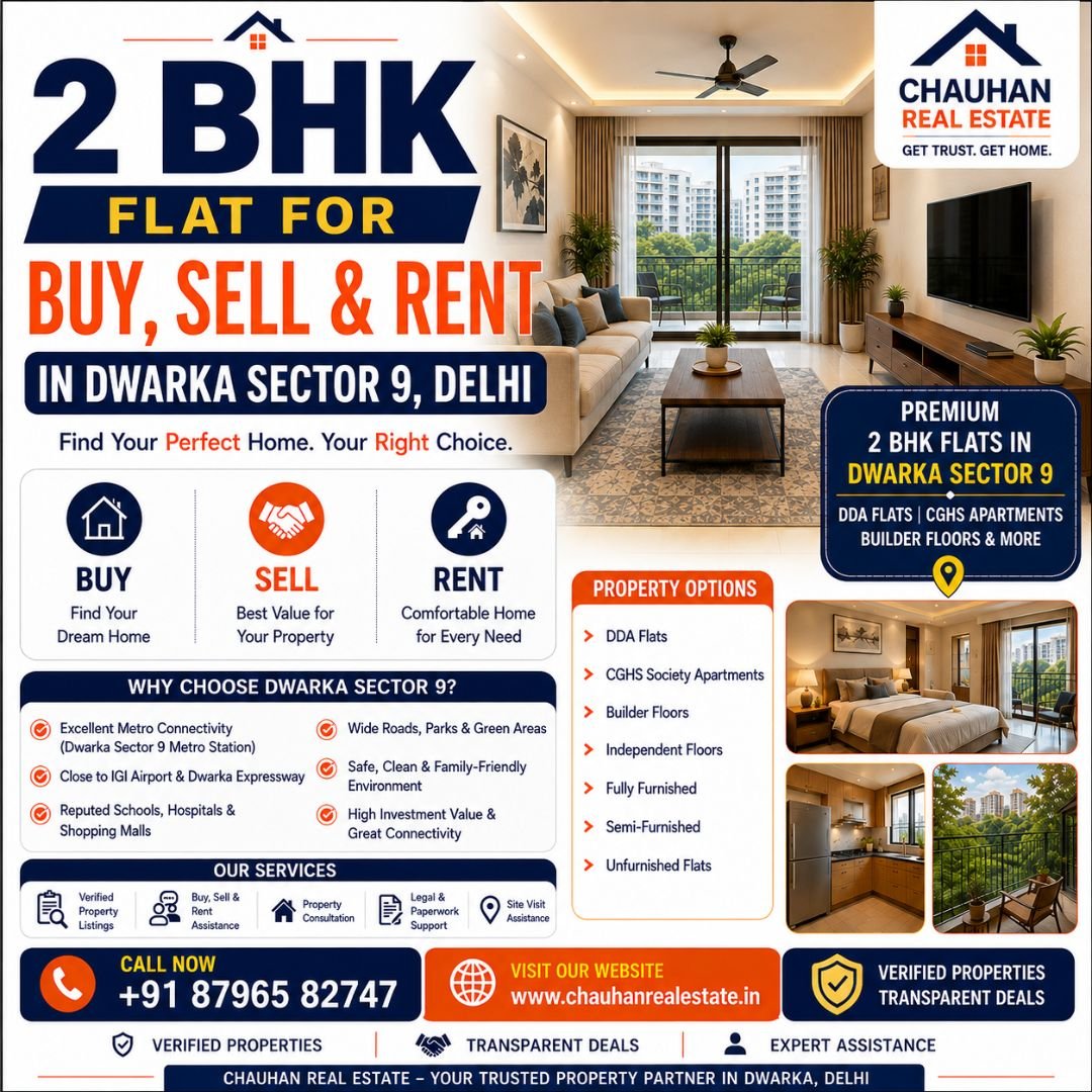 2 BHK Flat for Buy, Sell & Rent in Dwarka Sector 9 Delhi
