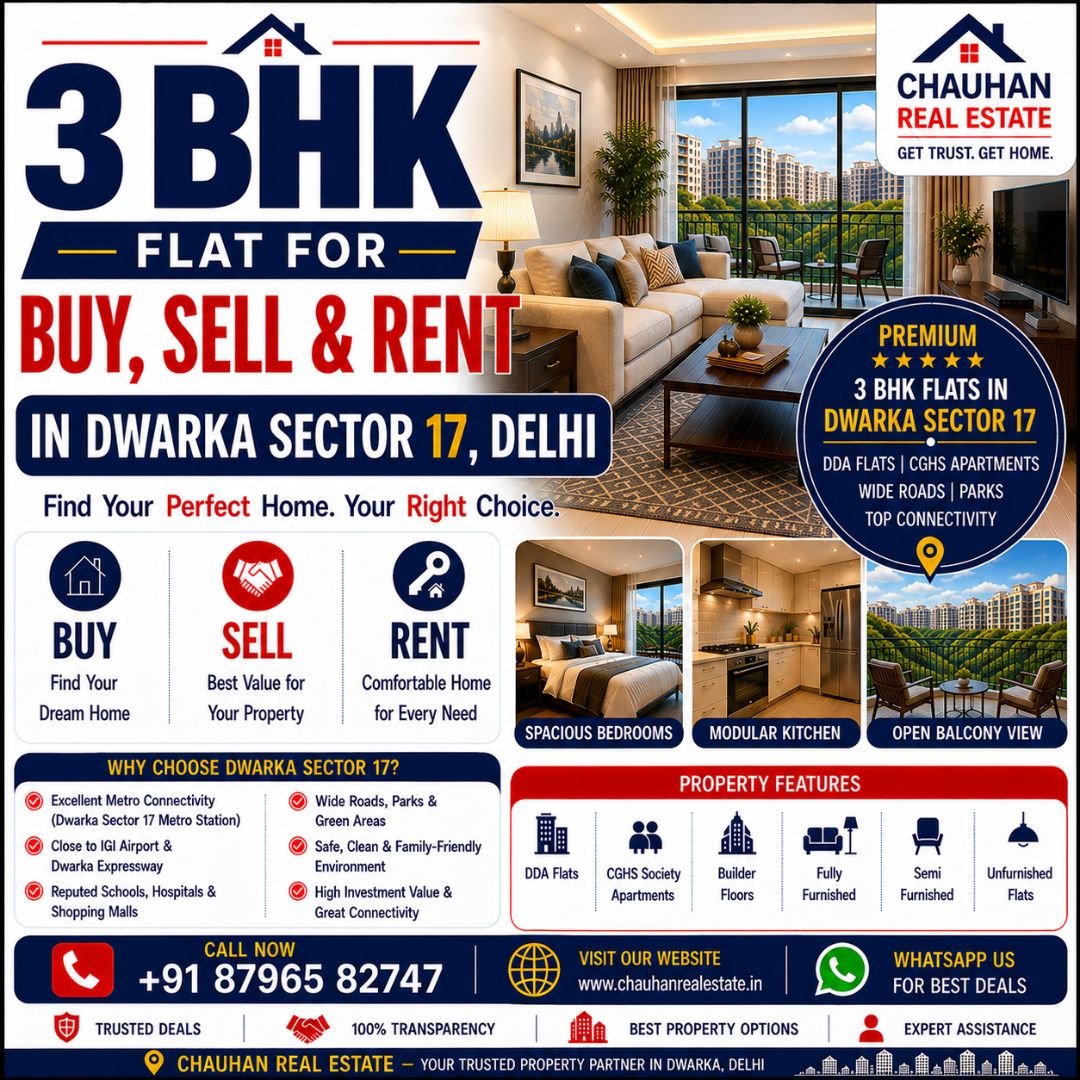 3 BHK Flat for Buy Sell & Rent in Dwarka Sector 17 Delhi