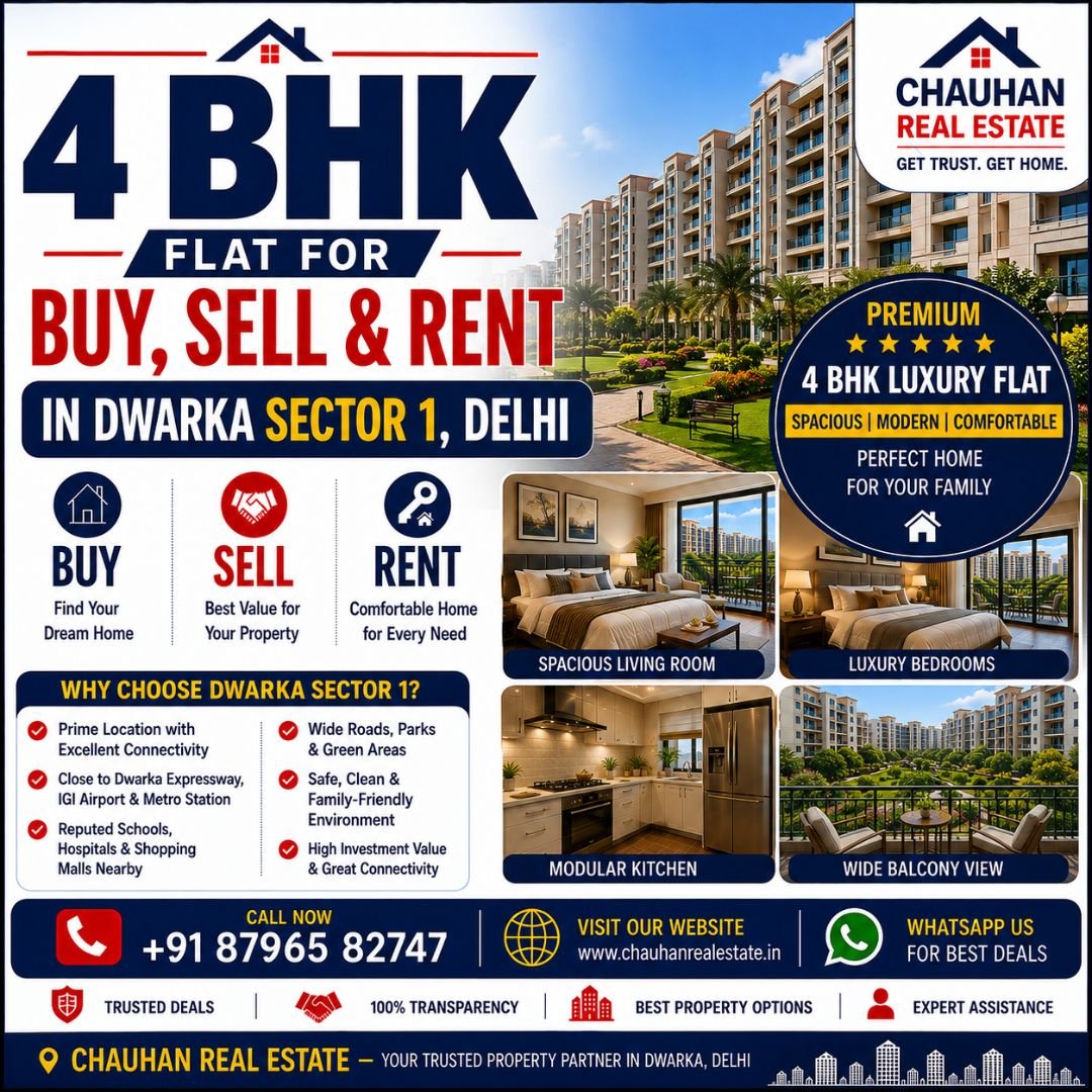 4 BHK Flat for Buy Sell & Rent in Dwarka Sector 1 Delhi