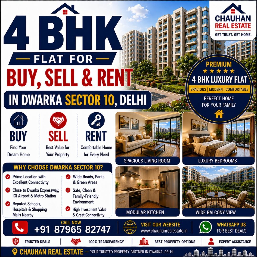 4 BHK Flat for Buy Sell & Rent in Dwarka Sector 10 Delhi