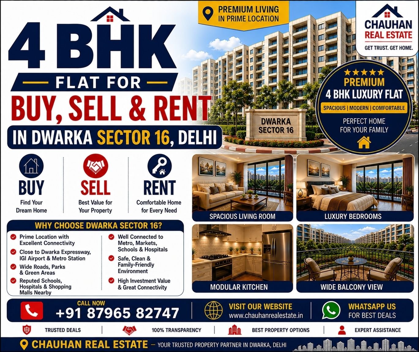 4 BHK Flat for Buy Sell & Rent in Dwarka Sector 16 Delhi