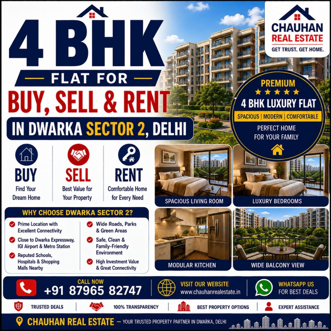 4 BHK Flat for Buy Sell & Rent in Dwarka Sector 2 Delhi