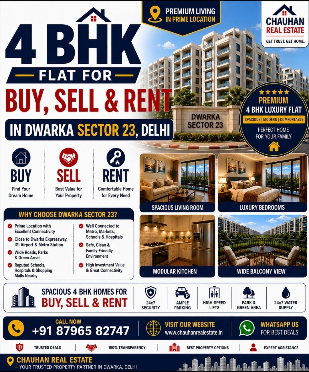 4 BHK Flat for Buy Sell & Rent in Dwarka Sector 23 Delhi