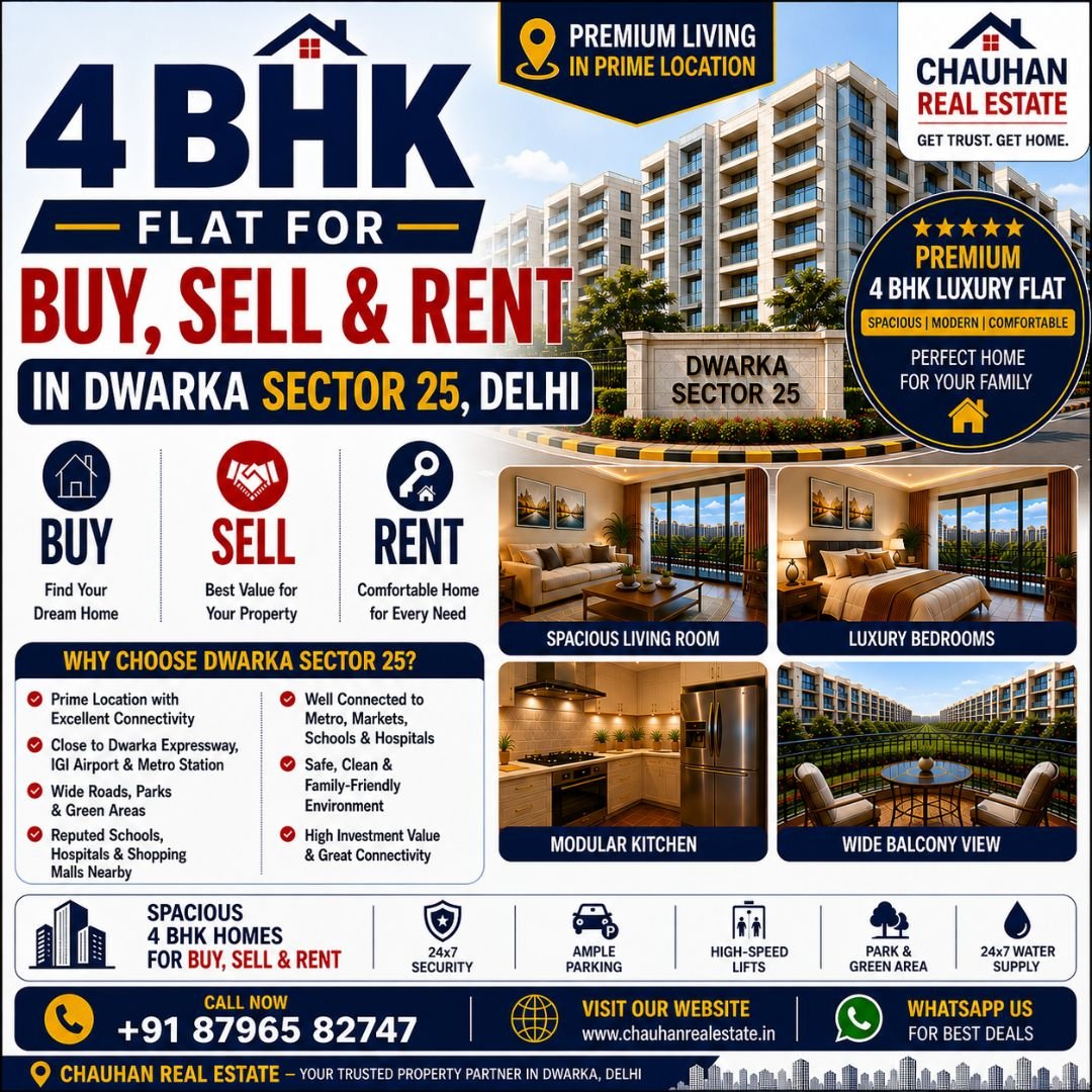 4 BHK Flat for Buy Sell & Rent in Dwarka Sector 25 Delhi