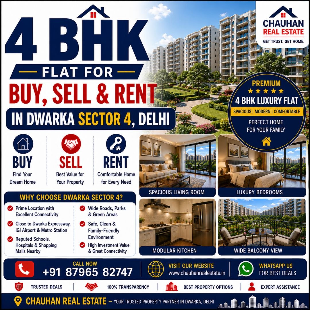 4 BHK Flat for Buy Sell & Rent in Dwarka Sector 4 Delhi