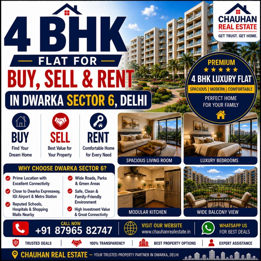 4 BHK Flat for Buy Sell & Rent in Dwarka Sector 6 Delhi