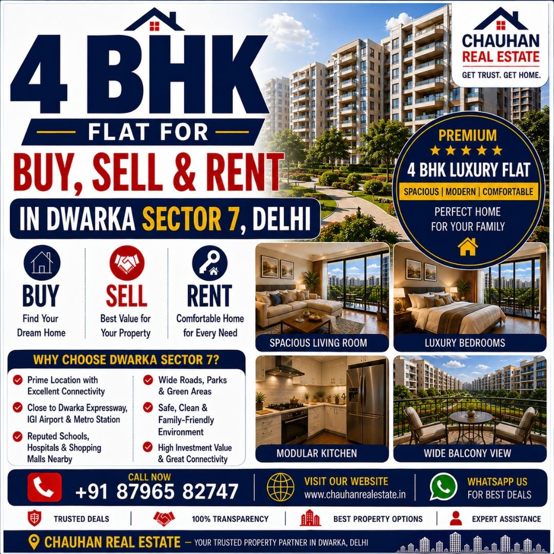 4 BHK Flat for Buy Sell & Rent in Dwarka Sector 7 Delhi