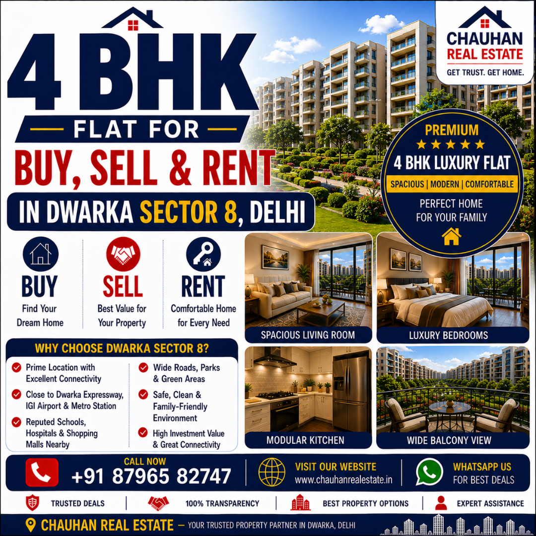 4 BHK Flat for Buy Sell & Rent in Dwarka Sector 8 Delhi